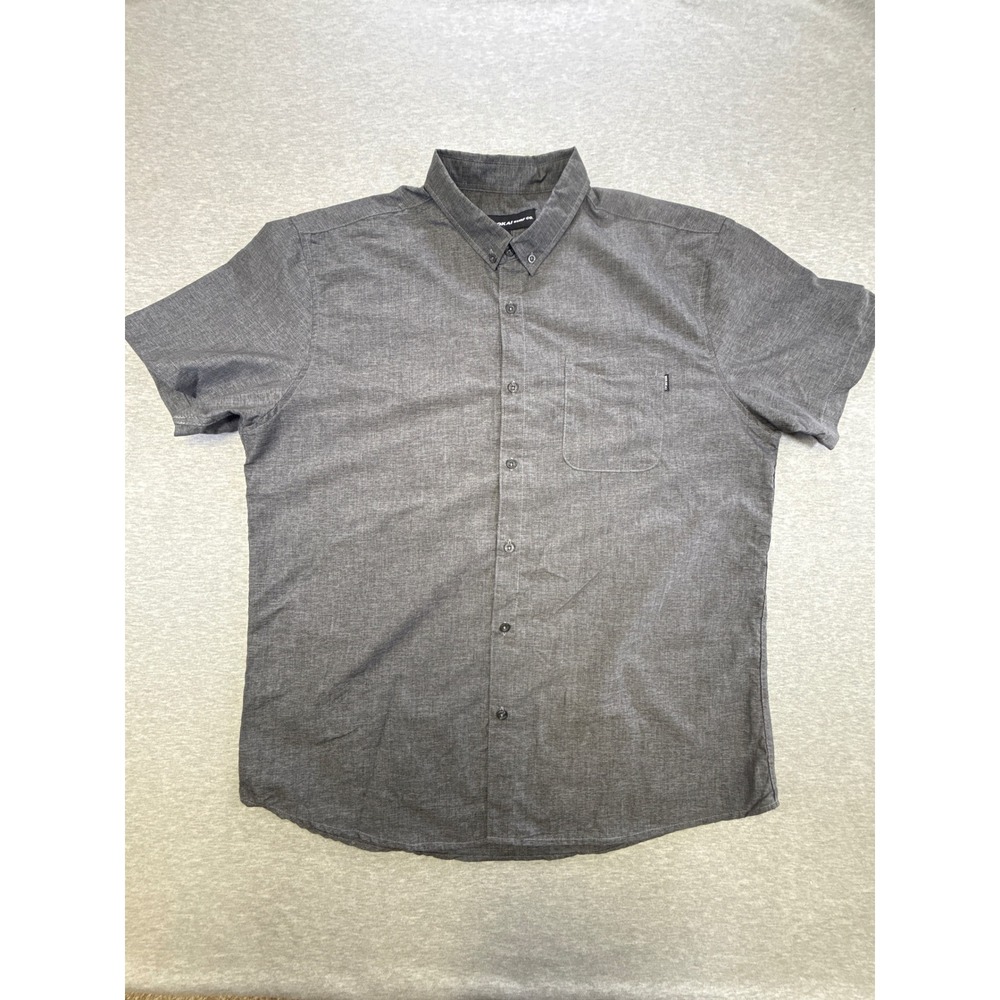 Molokai Surf Co Mens XL Gray Short Sleeve Button Down Shirt Pocket Surf‎ Casual